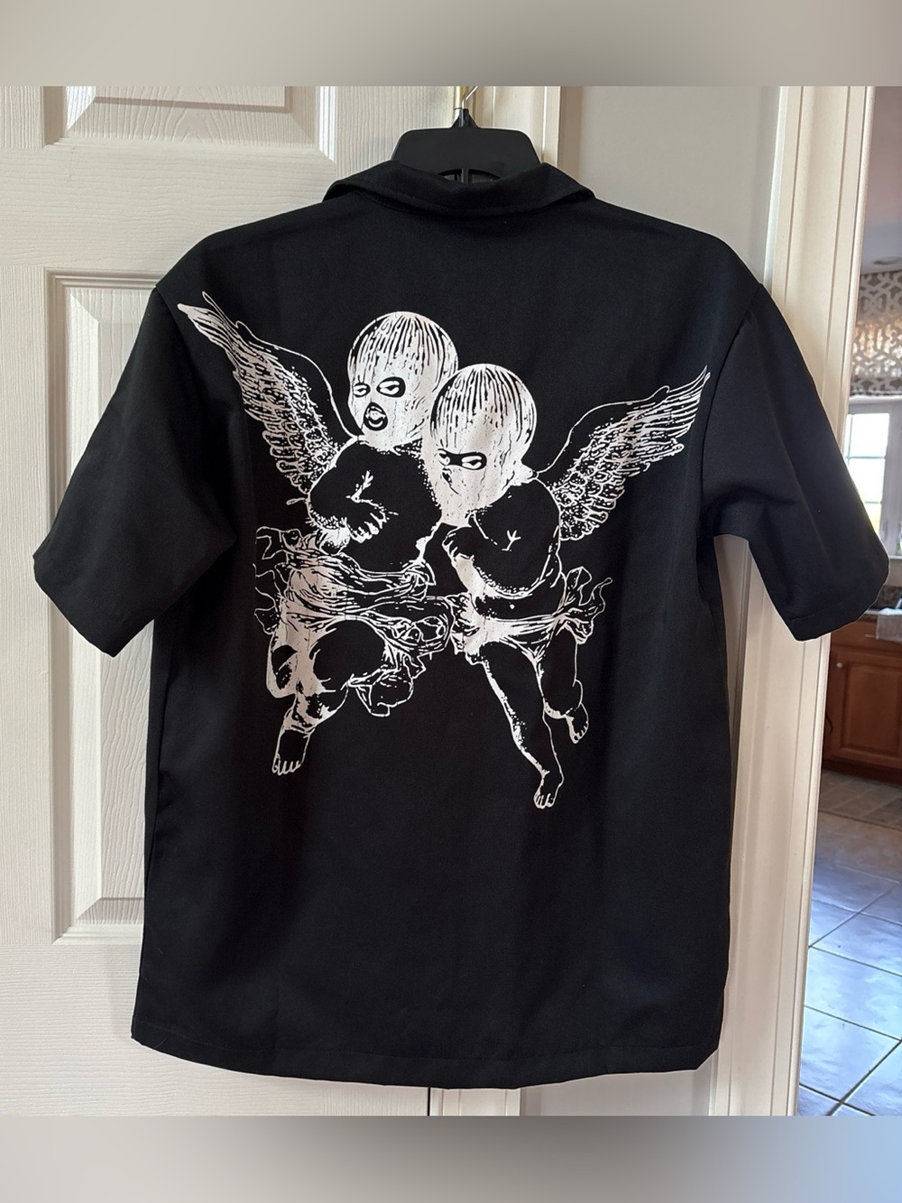 Crooks & Castles Trouble Makers Men’s Zip Work Shirt Angel Graphic NWT Medium